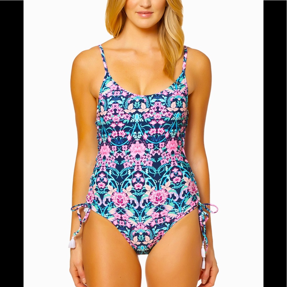 Jessica Simpson Side Tie Floral Swimsuit - Picture 1 of 2